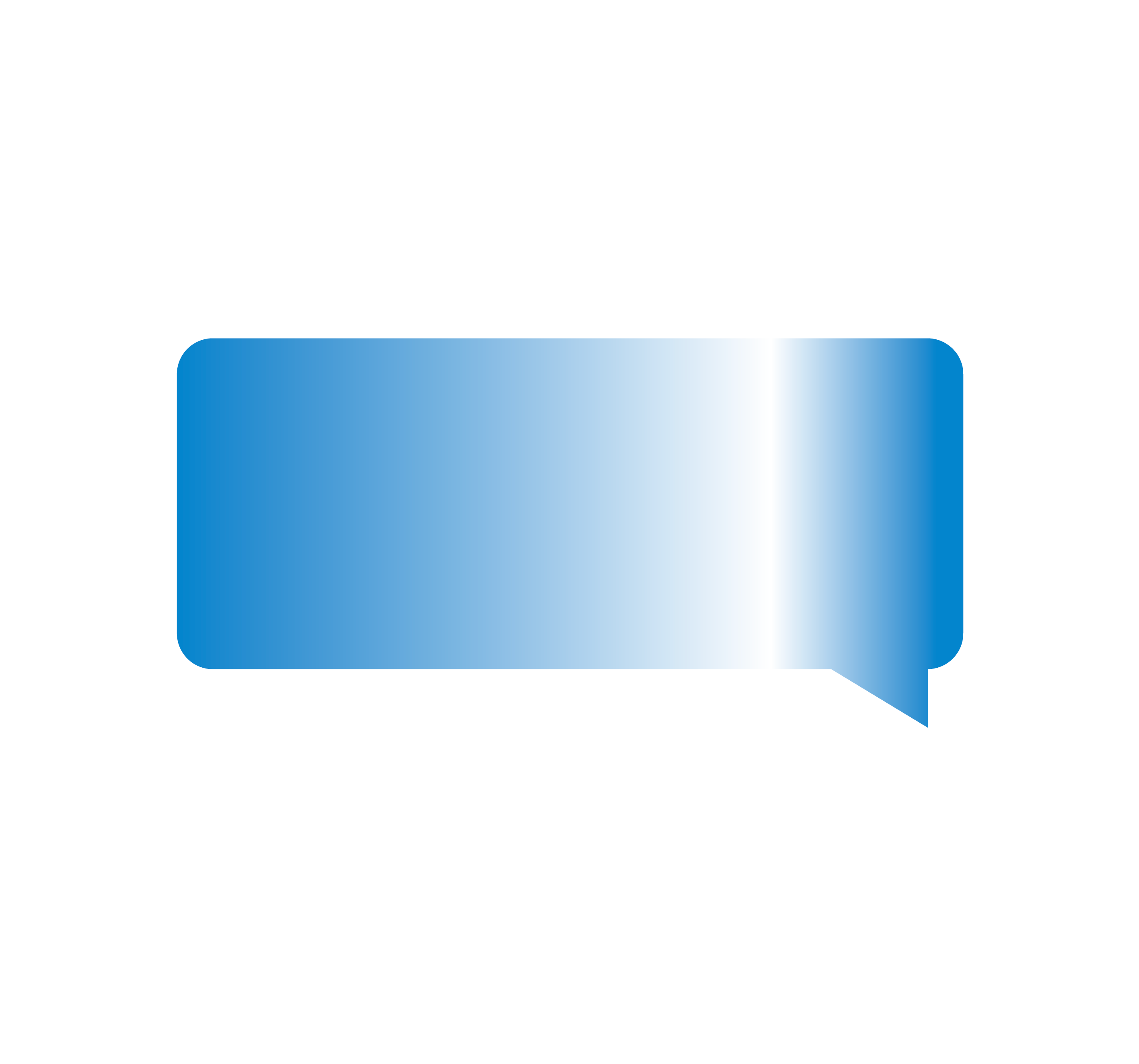 Illustration of speech bubble showing a doctor gesturing to a laptop while talking to two smiling people.